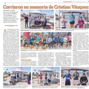 Noticia del Vigia sobre la carrera